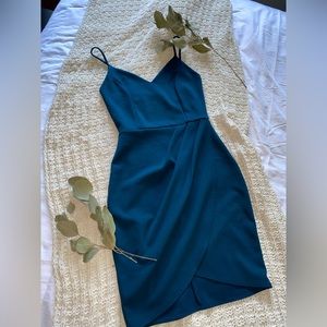 Lulus Forever Your Girl Teal Blue Bodycon Dress.
